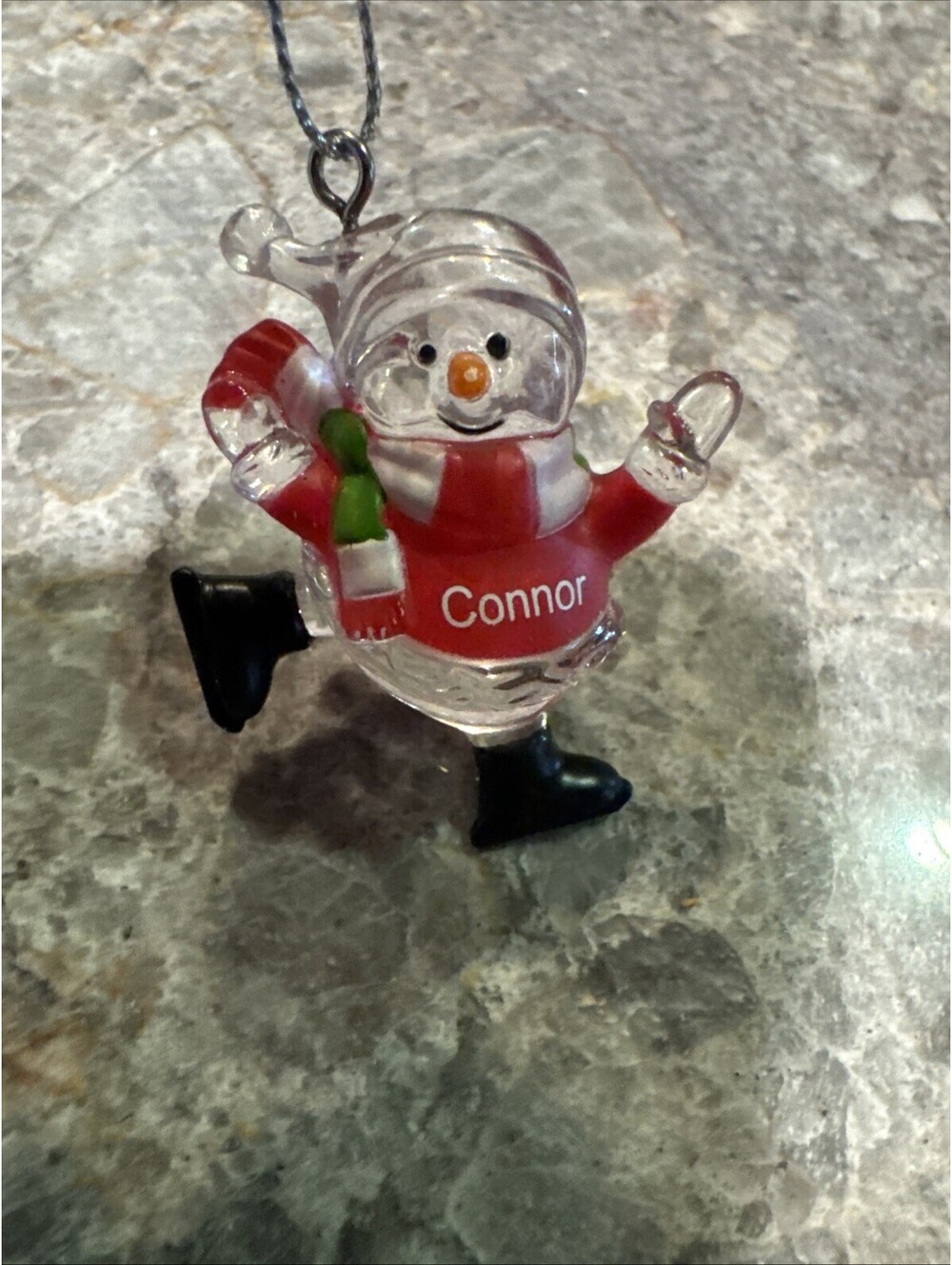 “Connor” Personalized Skating Snowman Mini Holiday Ornament Ganz 2” Tall